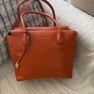 Michael Kors Orange Mercer LG Leather Satchel